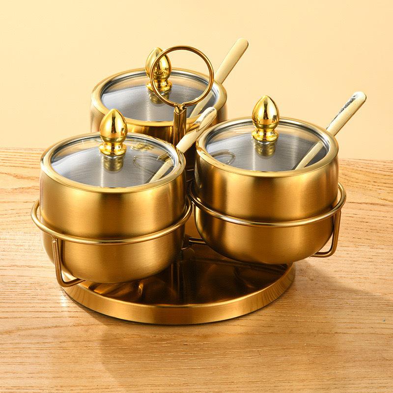 Stainless Steel 304 Korean Style Seasoning Jar Set for Home, Cafeteria, or Hotel Use