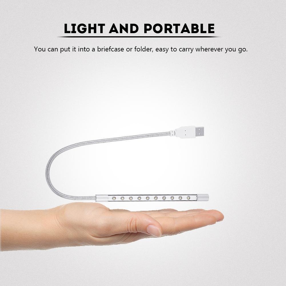 Portable Stylish High Brightness USB 10Pcs LED Lamp Blubs Light for PC  Laptop Silver