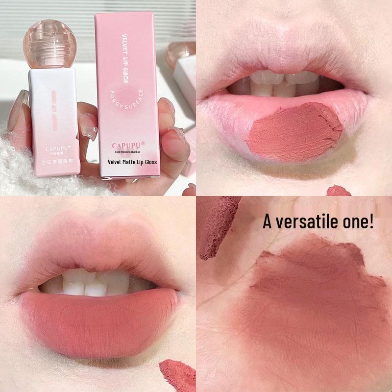 CAPUPU Velvet Matte Nude Lip Glaze - Long-Lasting Lip Mud for Yellow Skin.