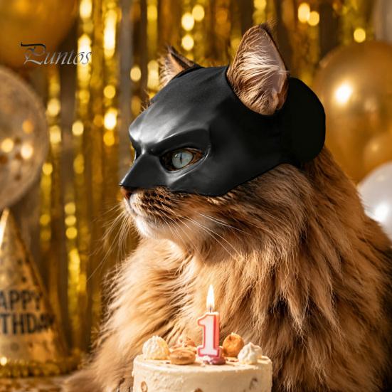 Comfortable Cat Face Mask Bat Mask, Funny Helmet, Hat Cosplay Costume, Adjustable Pet for Holiday Costume Gear Halloween Party Photo Props,