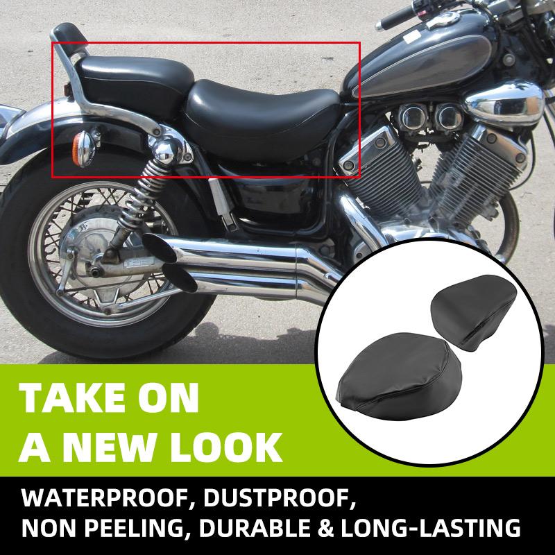 Black Motorcycle Driver Seat Cover Waterproof Sunscreen Motorbike Passenger Cushion Cover For Yamaha Virago XV 400 535 1987-up