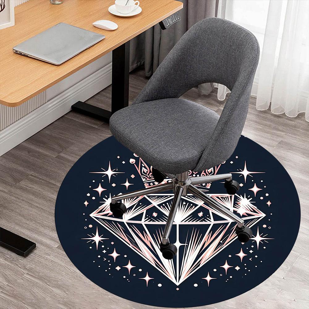 

1pc diamond crown Round Chair mat Area Rug - Non-Slip, Floor Mat for Office, Bedroom, and Indoor Decor -1002176 80cm by 80cm