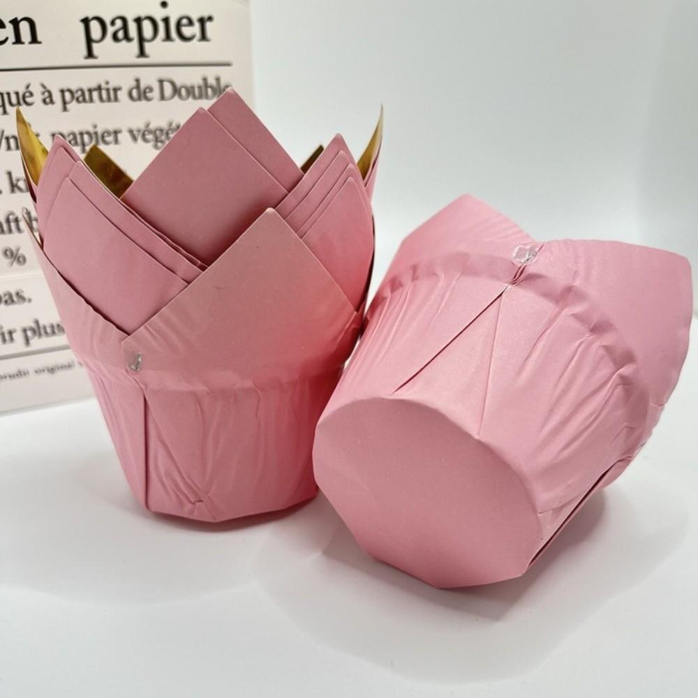 50Pcs Pastry Tools Muffin Cupcake Liners Tulip Style High Temperature Resistant Cupcake Paper Cups Oilproof & Non-Stick