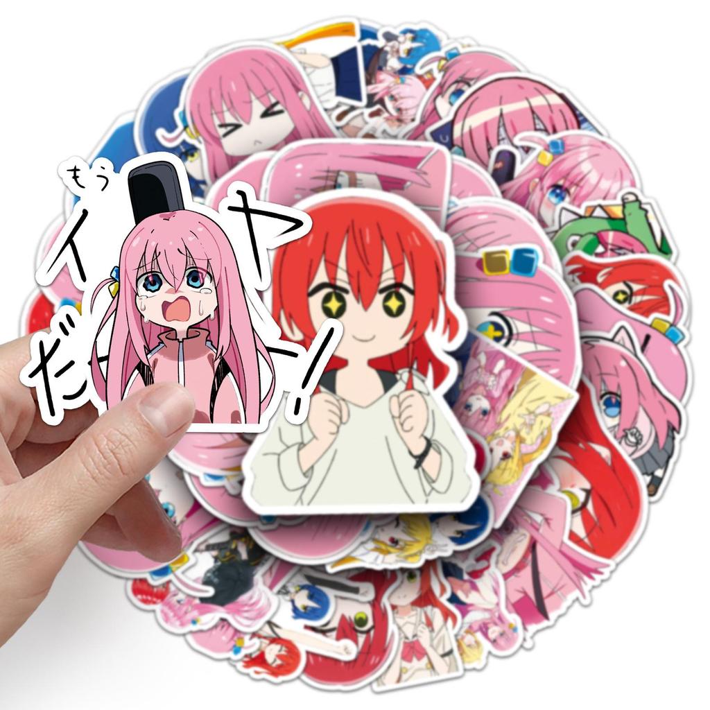 50 Japanese Anime "Bocchi the Rock" Stickers - Waterproof, Two-Dimensional Designs for Journals, Phone Cases & Laptops.