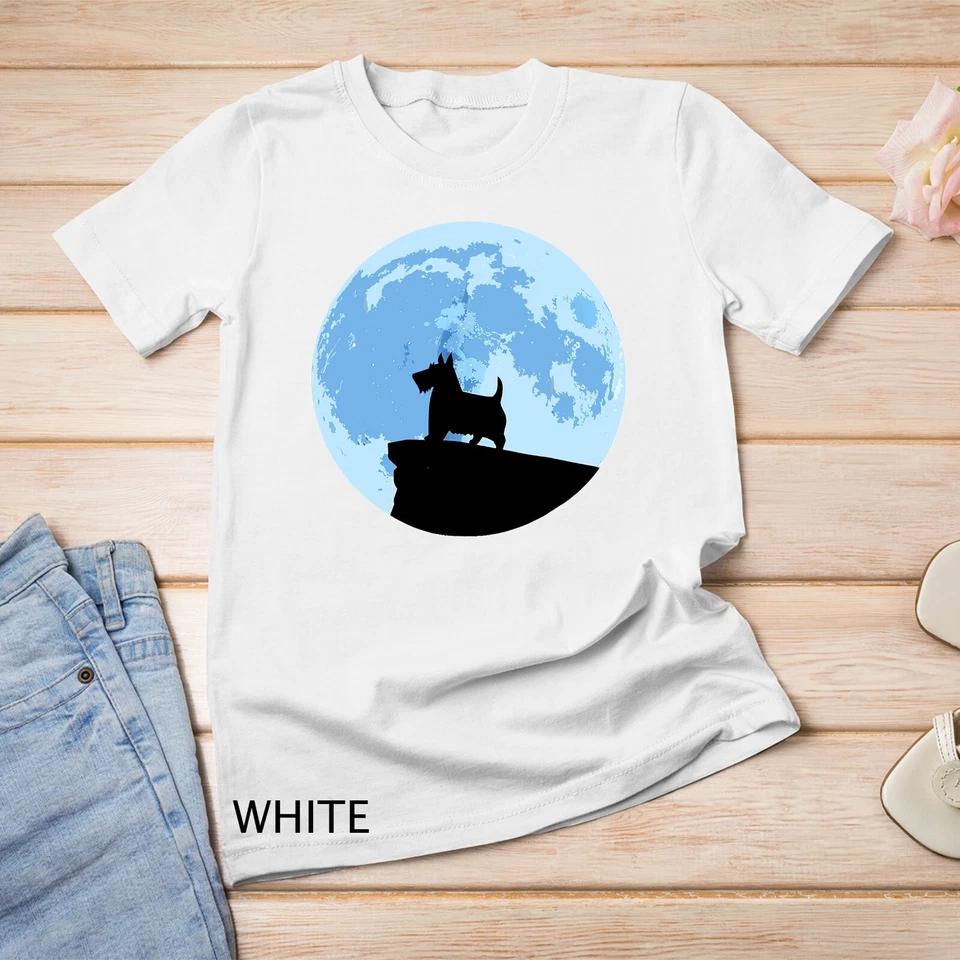 Scottish Terrier Scottie Dog Moon Silhouette Unisex T-shirt 8 XL