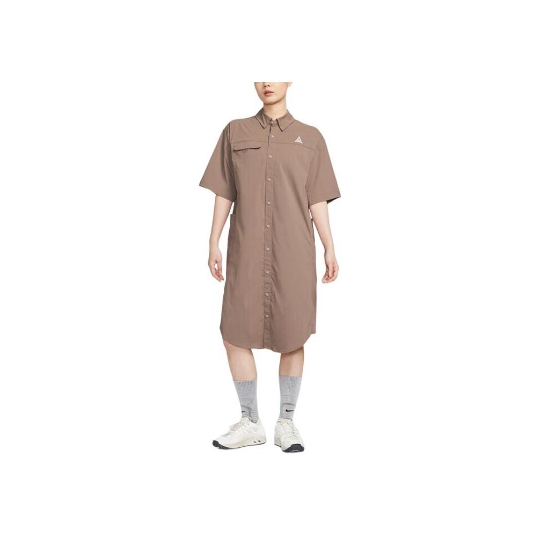 

Nike ACG Series Fashion Comfortable Soft Skin-Friendly Short Sleeve Dress Women dresses Khaki HJ0258-214 L