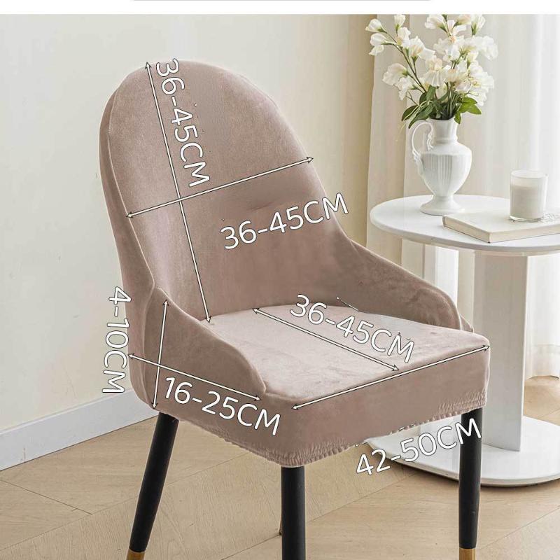 1 Pc Silver Fox Velvet Solid Colour Non-Slip Middle Armrest Household Chair Cover Elastic Thickened Arc Backrest Chair Cover