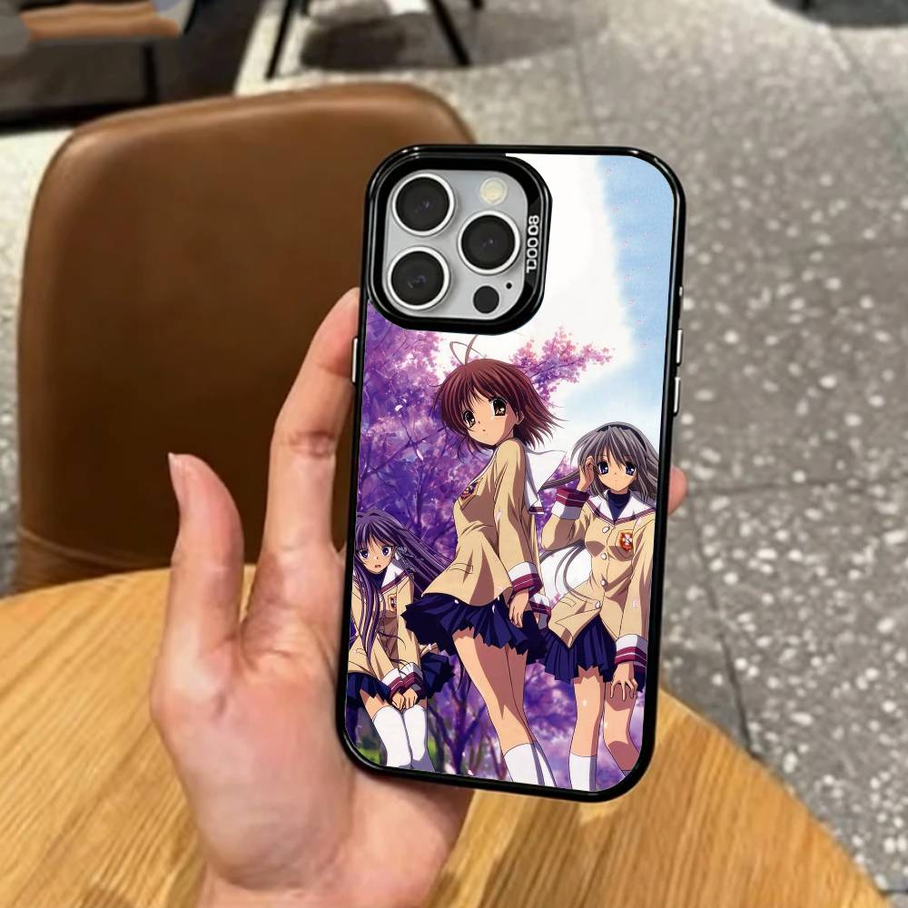 E-Emotional C-Clannad   Phone Case For iPhone17,16,15,14,13,12,11 Plus,Pro Max Colored Silver Plated Inside Cover
