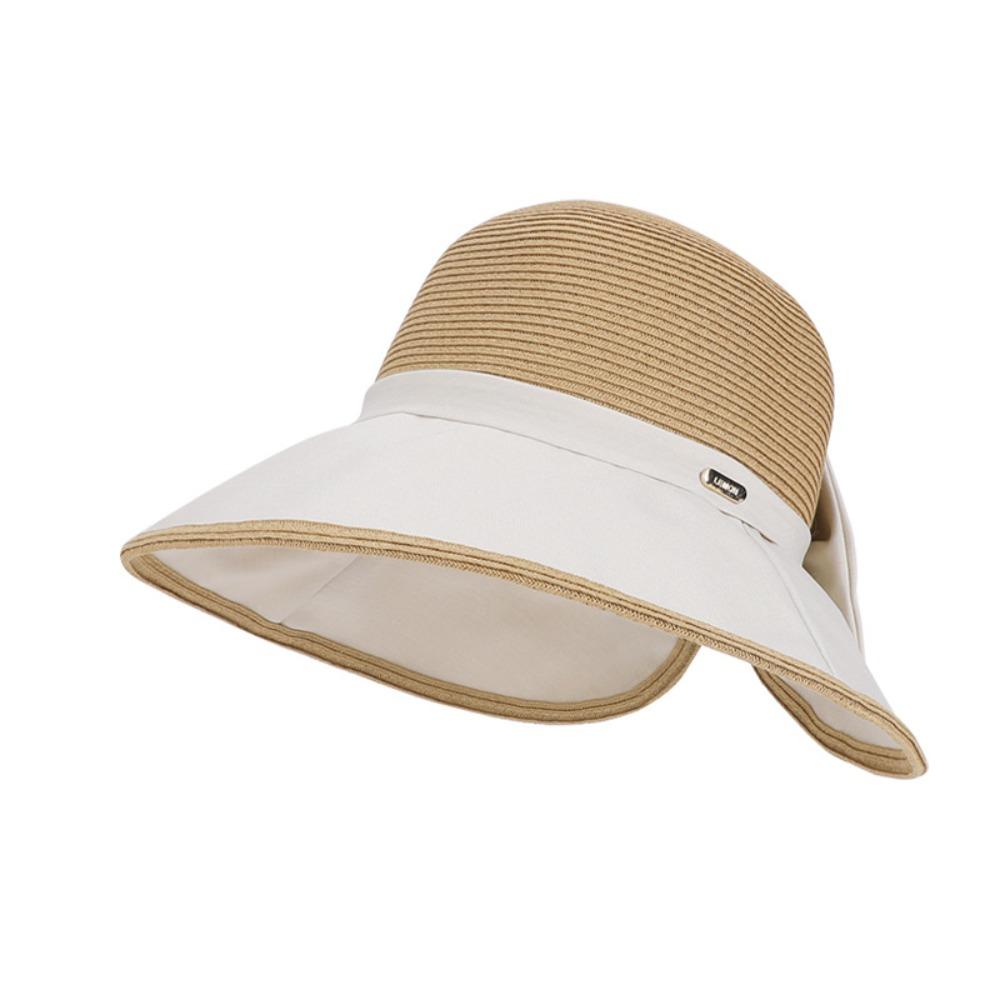 Weave Bow Fisherman Hat Large Bow Straw Hat Elegant Sunscreen Bucket Hat  Summer
