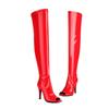 Mode FHC 2024 Damen Overknee Sommerstiefel, Schlanke Peeptoe Botas, Schuhe mit hohen Absätzen, Halber Seitenreißverschluss, Schwarz, Rot, Weiß, Dropship