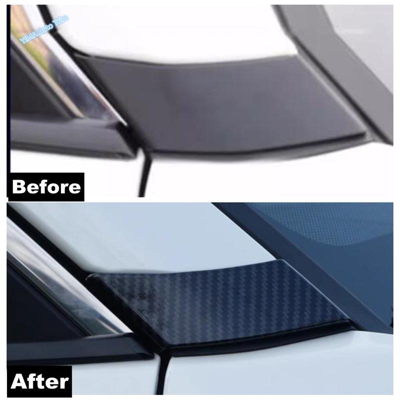 ABS Chrome / Carbon Fiber Auto Front Window Pillar A Decor Sequ Cover Trim For TOYOTA RAV4 RAV 4 XA50 - 2024 Accessories