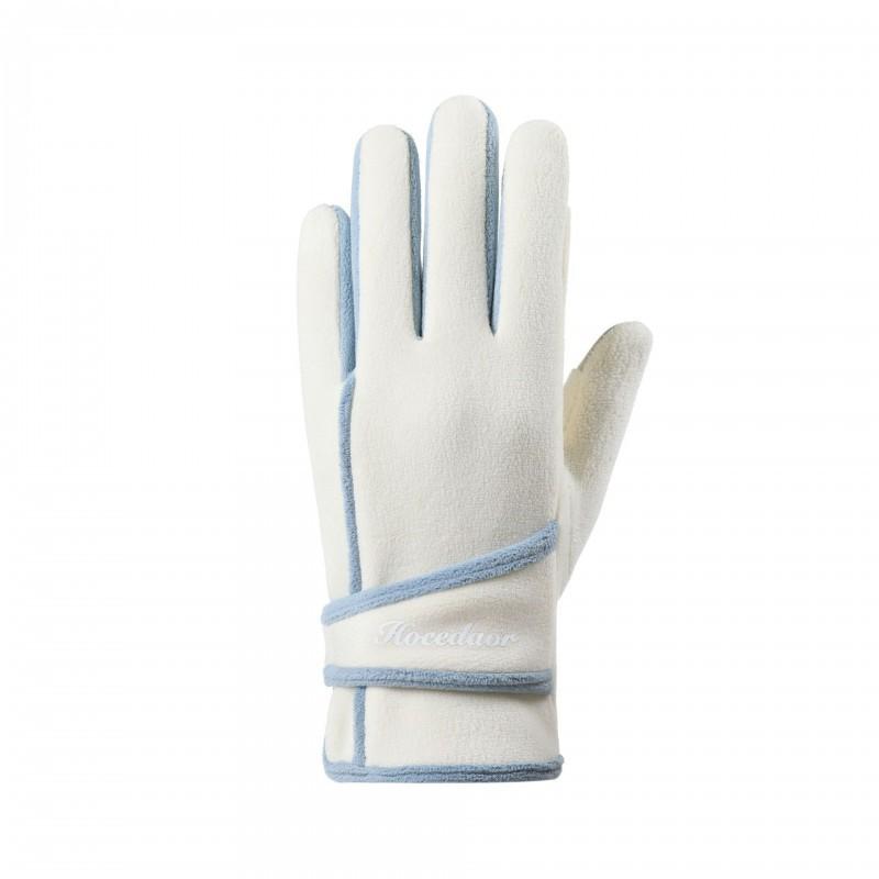 Women Winter Warm Fleece Lined Gloves Touchscreen Compatible Outdoor Cycling With Flip Top Finger Design Assorted Colors White Acrylic Knit