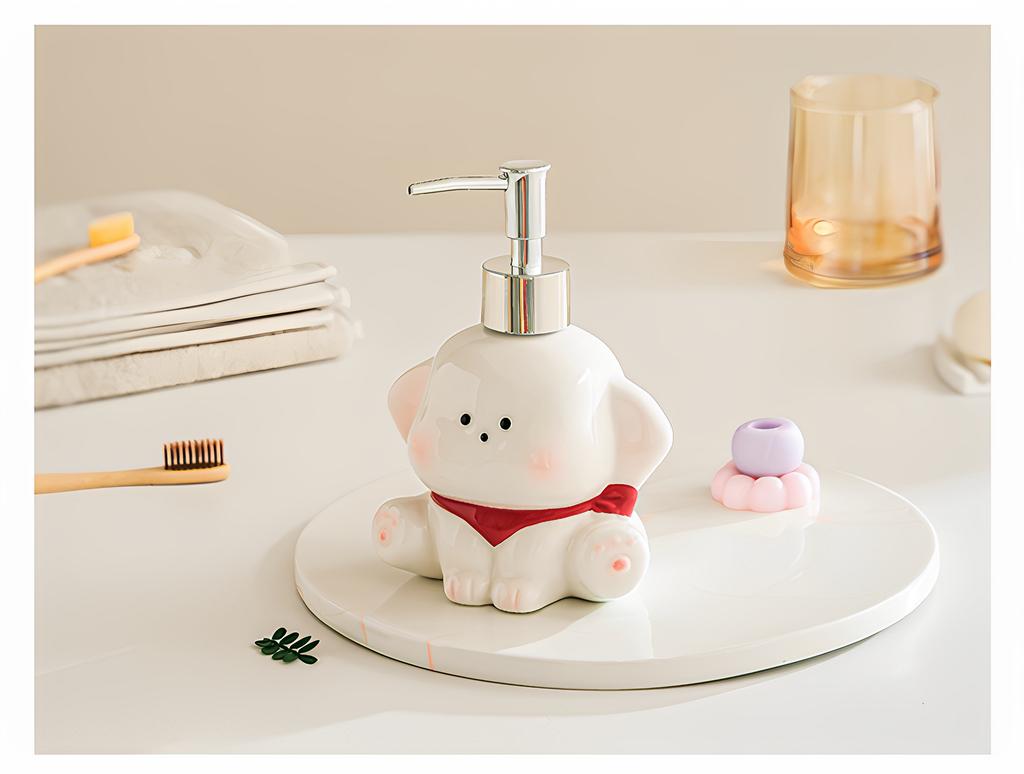 soap dispenser Cartoon puppy ceramic hand sanitizer, toilet laundry detergent shower gel shampoo bottle press bottle dispenser
