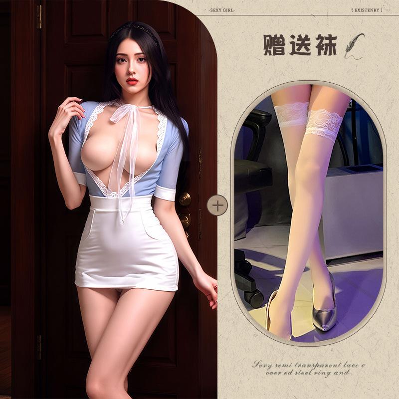 Sexy lingerie stewardess secretary OL cosplay hip skirt uniform flirting pajamas pure lust flirting woman