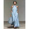 Holiday Ruffle Edge Neck Sleeveless Dress Women's Summer Loose and Thin Long Dress Women's Clothing