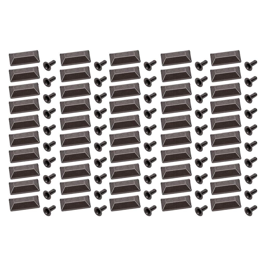 50 Sets Leather Rivets 18x9mm Antique Silver Rectangular Trapezoid Rivets with 3x7mm Iron Trumpet Foot for Craft Repair