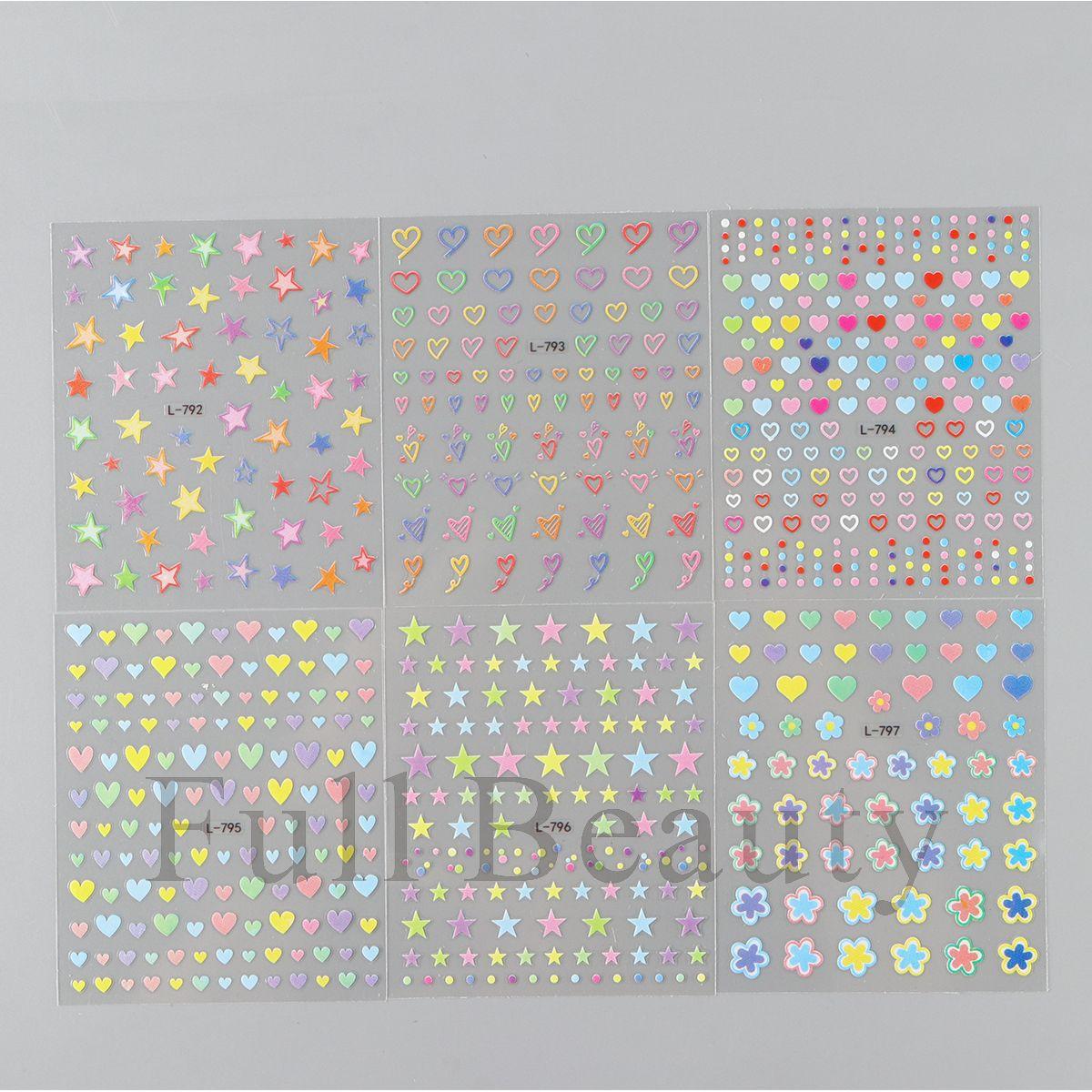 New nail art sticker set dopamine star love star multi-color set sticker