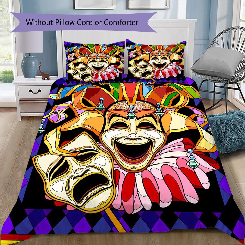 Masquerade party print Pattern Bedding,Quilt Set Quilt Cover Pillowcase Home Birthday Gift (1*duvet cover+2*pillowcase,without core)ZSJT0917323