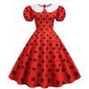 2022 Retro Polka Dot Doll Collar Short Sleeve Party Dress