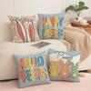 Easter Cartoon Bunny Pillow Linen Letter Print Combination Square Pillowcase Living Room Holiday Decorative Cushion