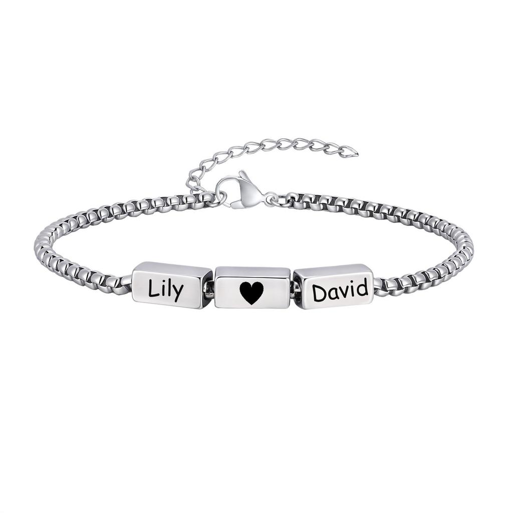 Personalisierte Namens-ID-Armbänder für Männer Jungen, Nie verblassende Edelstahl-Kette Armband, Jubiläum Valentinstag Geburtstagsgeschenke