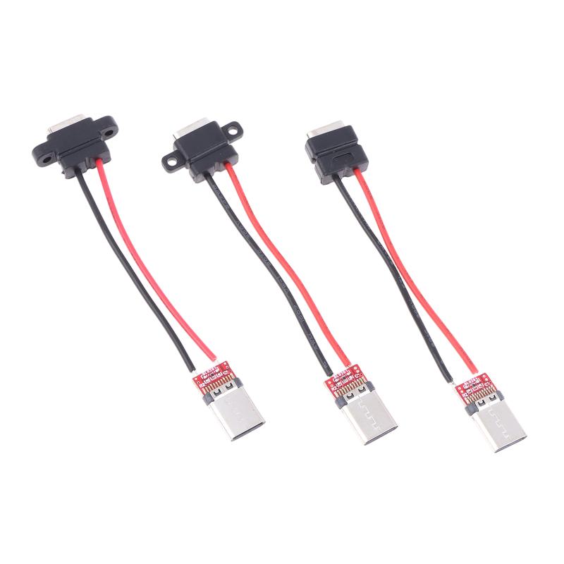 1/3Pcs 3A 5V Usb Female Base Type-C Socket And Female Usb Male Charging Socket Power Socket With Cable Connector