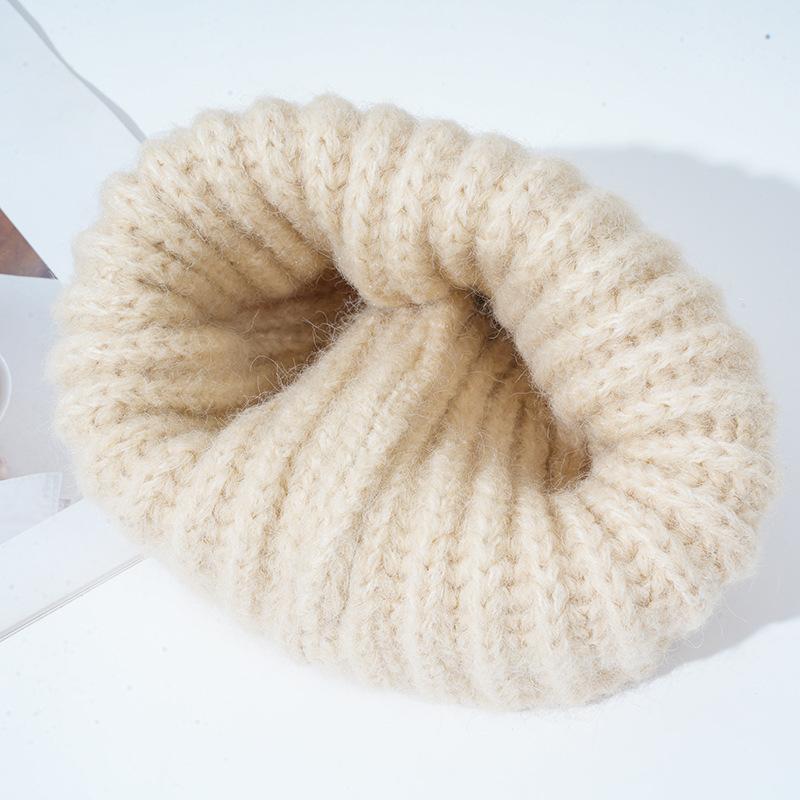 New Hat for Women's Warm Knitted Hat Korean Style Versatile Big Head Circumference Face Small Wool Hat Windproof Head Hat