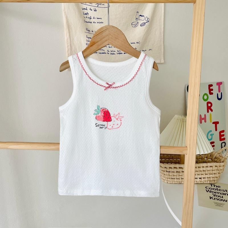 Boys pure cotton vest summer children's mesh hurdle girl baby sling little boy summer middle and older children's vest