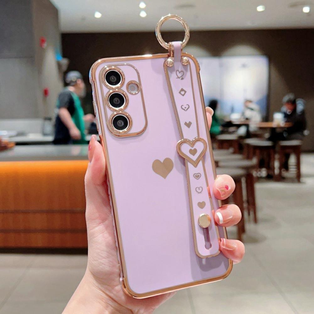 Für Samsung Galaxy A16 5G/A16 4G Hülle Armband Ständer Liebesherz TPU Handyhülle Fingerhalter