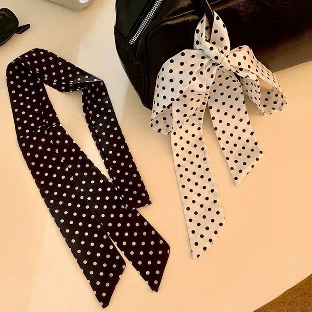 Polka Dot Vintage Neckerchief Chiffon Silk Scarf Vintage Design Waist Belts Outfit Matching