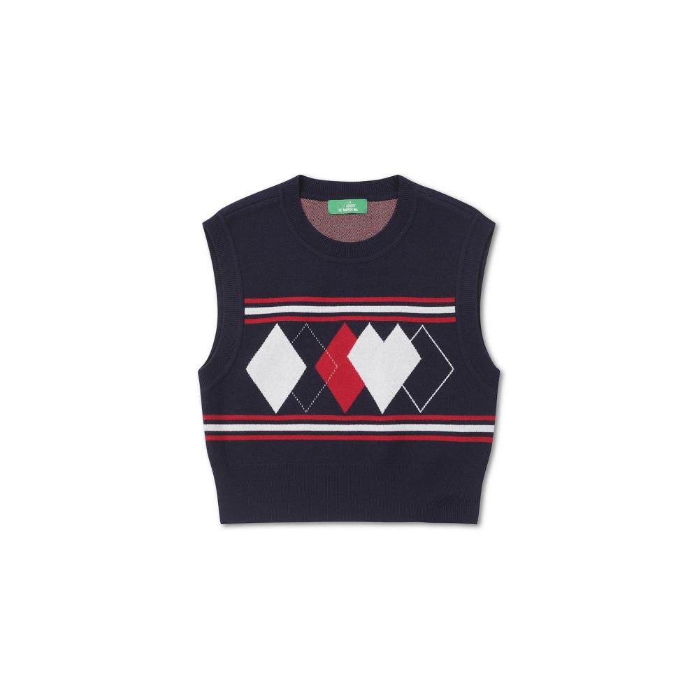 

LUCKYMARCHE Argyle Jacquard Knit Vest for womenQWWAX22571NYX