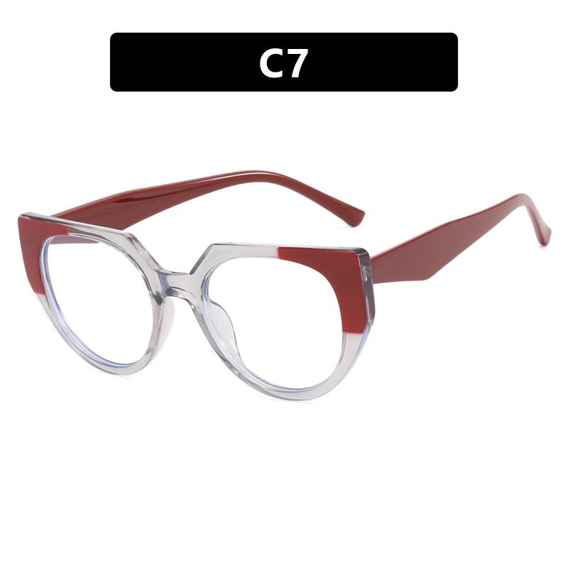 Color matching cat eye irregular flat mirror simple anti-blue TR glasses frame European and American ins glasses frame women