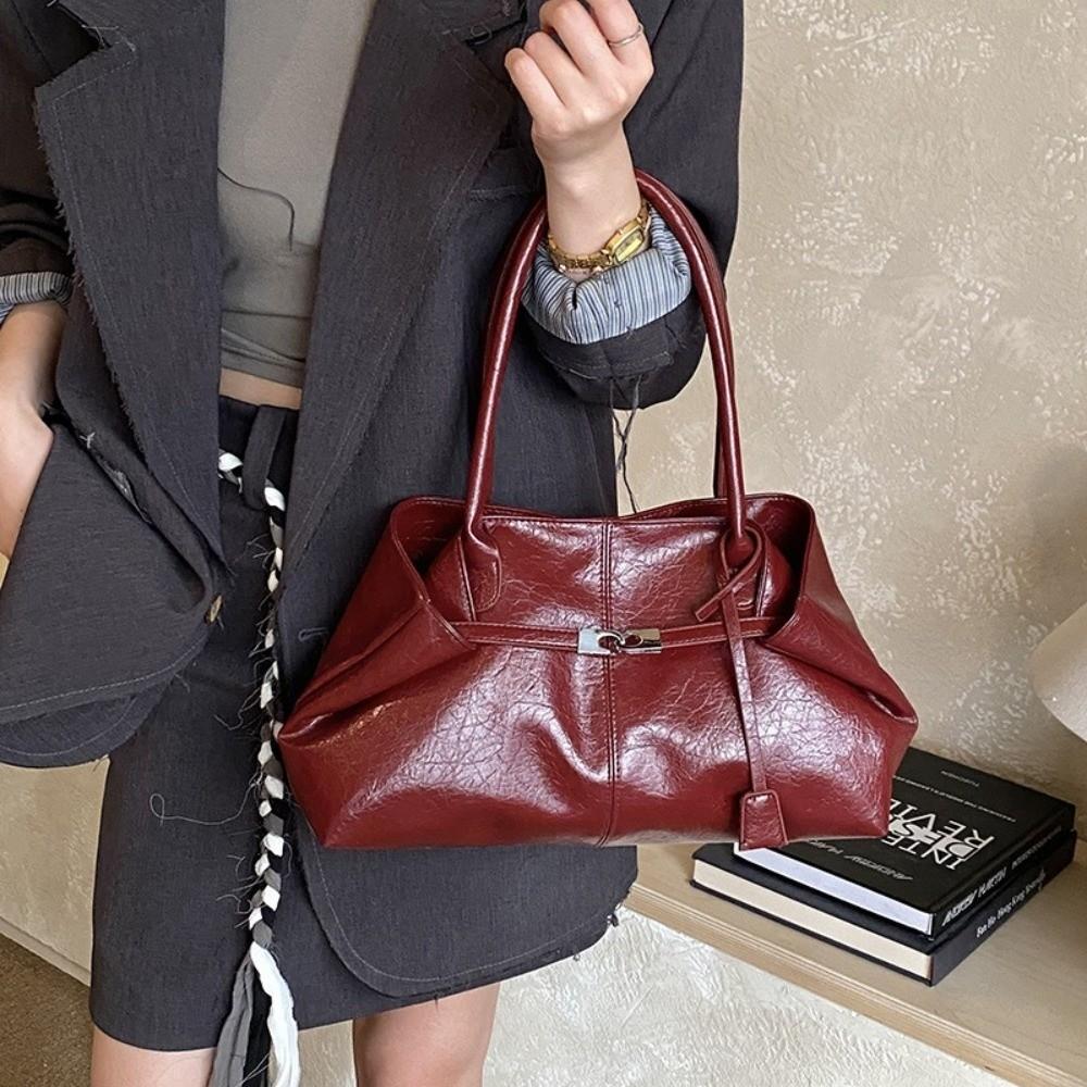 Soft Commuting Tote Bag Pleated Underarm Shoulder Bag Trendy Retro Women Handbag Dating