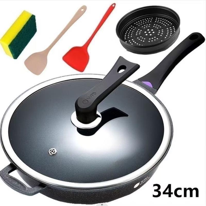 Zhishi 34cm Maifan Stone Non-Stick Wok with Steamer