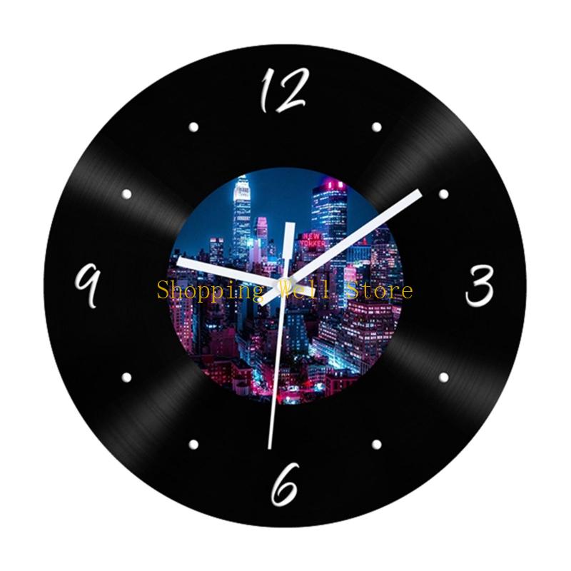 KX4B Silents Mechanism Wall Clock Light in Weight Retro Decors Bedroom Living