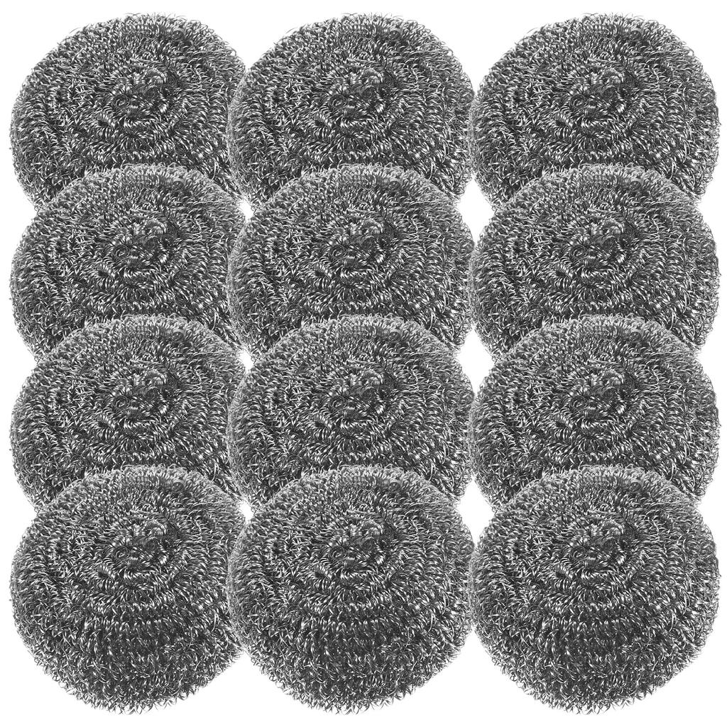 NUOLUX Steel Stainless Steel Kitchen Cleaning Metal 12 Silver Scrubber, Scrubber, Ball, Pot, Dish, Cleaning, Scrubber, Pieces,
