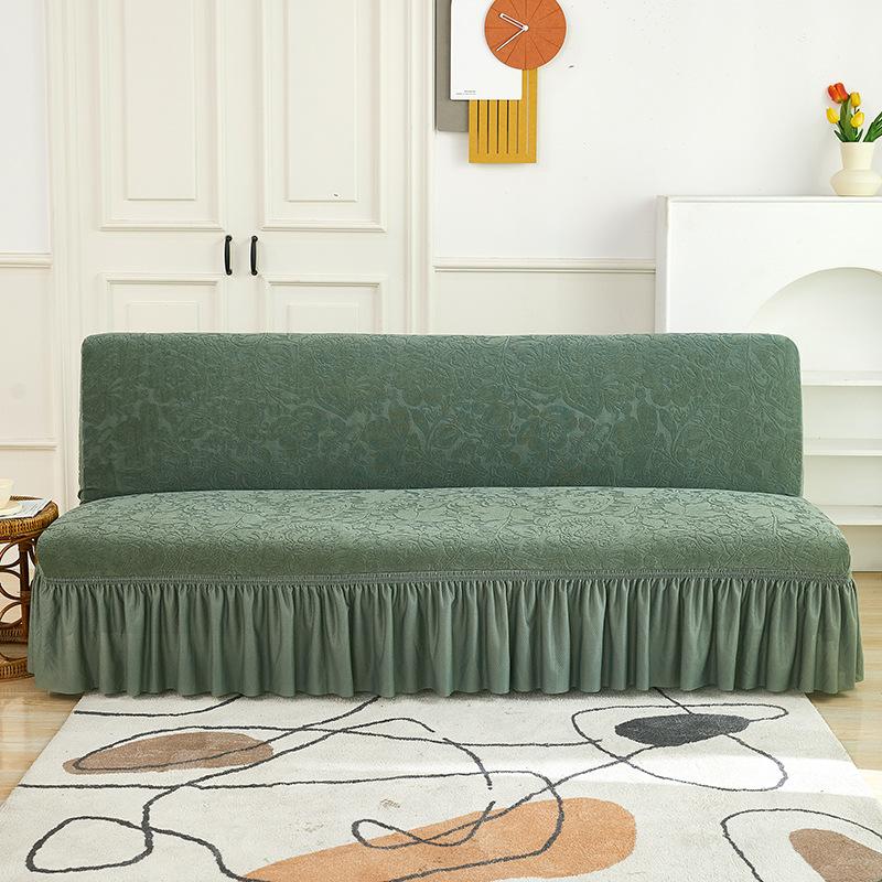 Living Room Without Armrests Skirt Sofa Bed Cover Thickened Terry Grid Elastic Folding Sofa Cover All-Inclusive Universal
