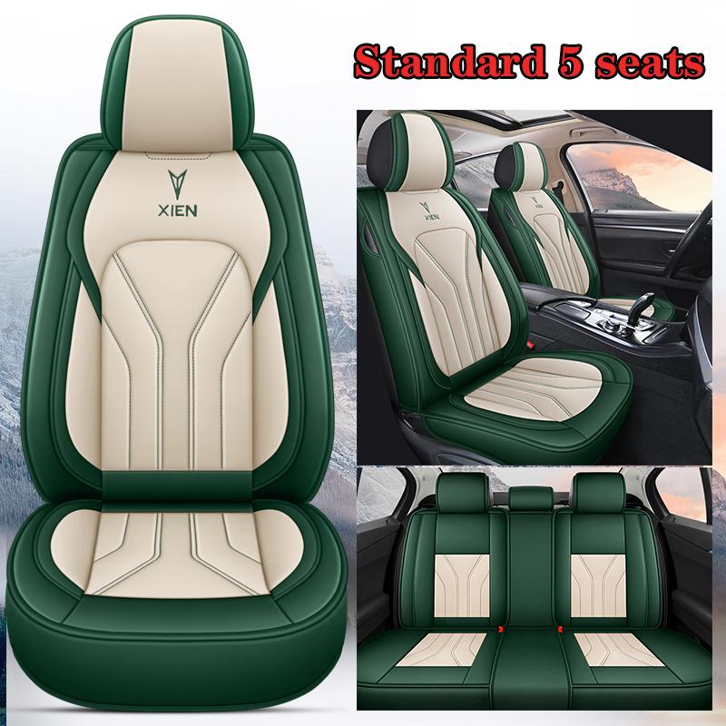 Nappa Leather Car Seat Covers Waterproof Auto Seat Protectors Full Set Universal Accessories Fit for Most Sedans SUV Truck