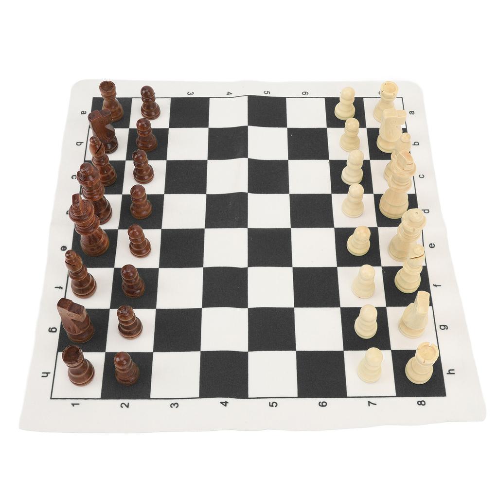Chess Board Game Set   PU Lther Chess Board Wooden Chess Pieces Portable Chess Set with Storage Bag