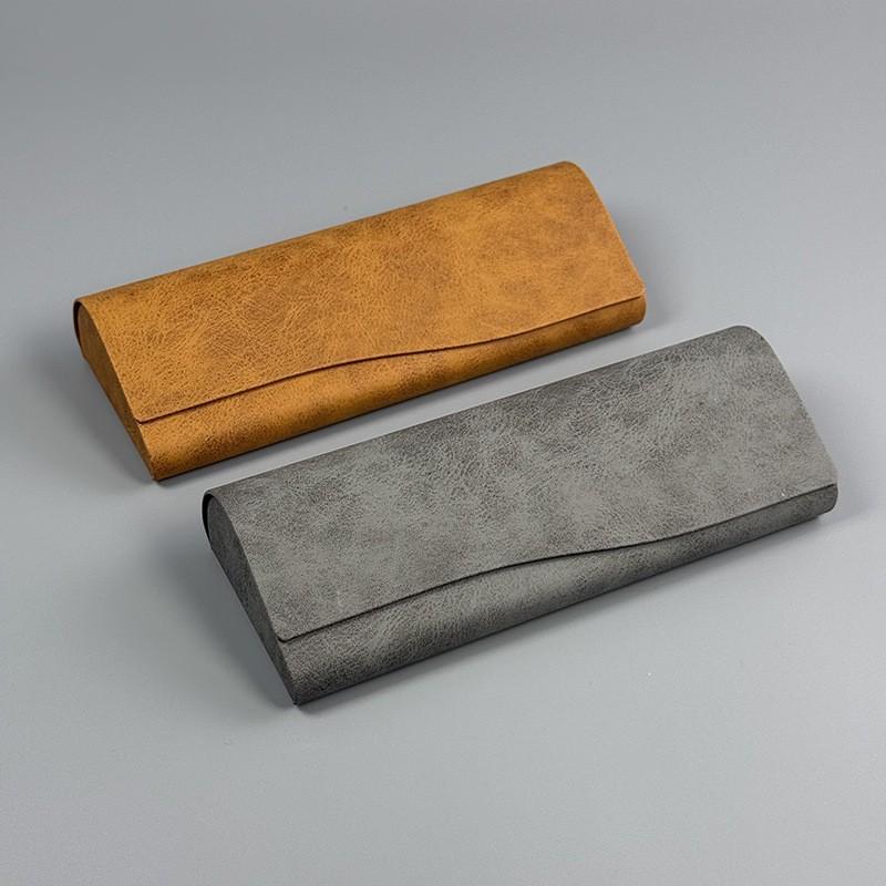 Solid color retro anti-pressure sheep bar pattern handmade glasses case, high value, light luxury design sense, flip cover storage box