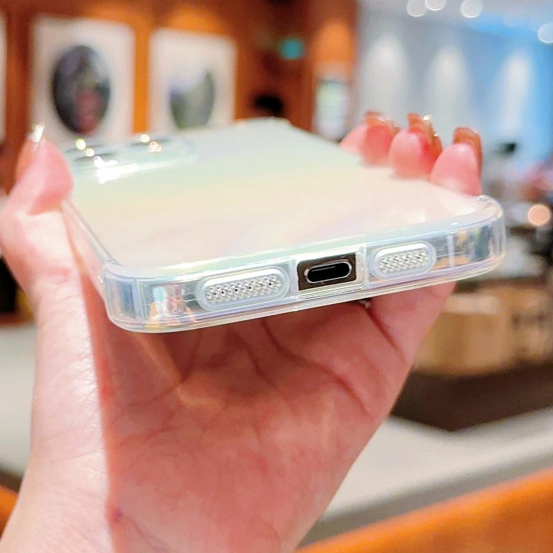 Rainbow Color Phone Cover For iPhone 15 14 Pro Max 13 12 11 Samsung S24 S23 S22 Ultra A23 A24 A53 Camera Protection Shockproof Clear Case