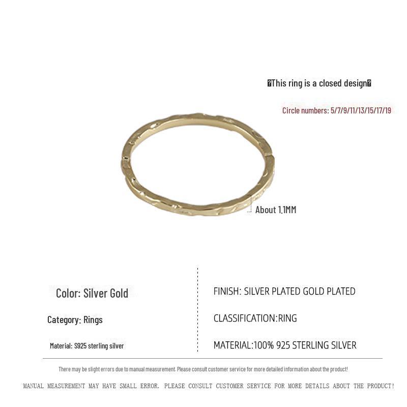 Banyan Tree S925 Argent Sterling Texture Martelée Anneau Fin - Design Coréen Simple