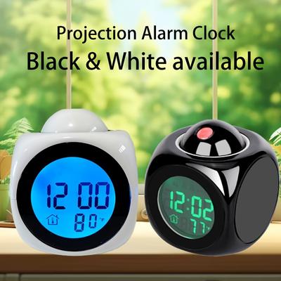 Portable LCD Digital Projection Alarm Clock, LCD Screen Display, Living Room Bedroom Projection Alarm Clock, Home Decoration