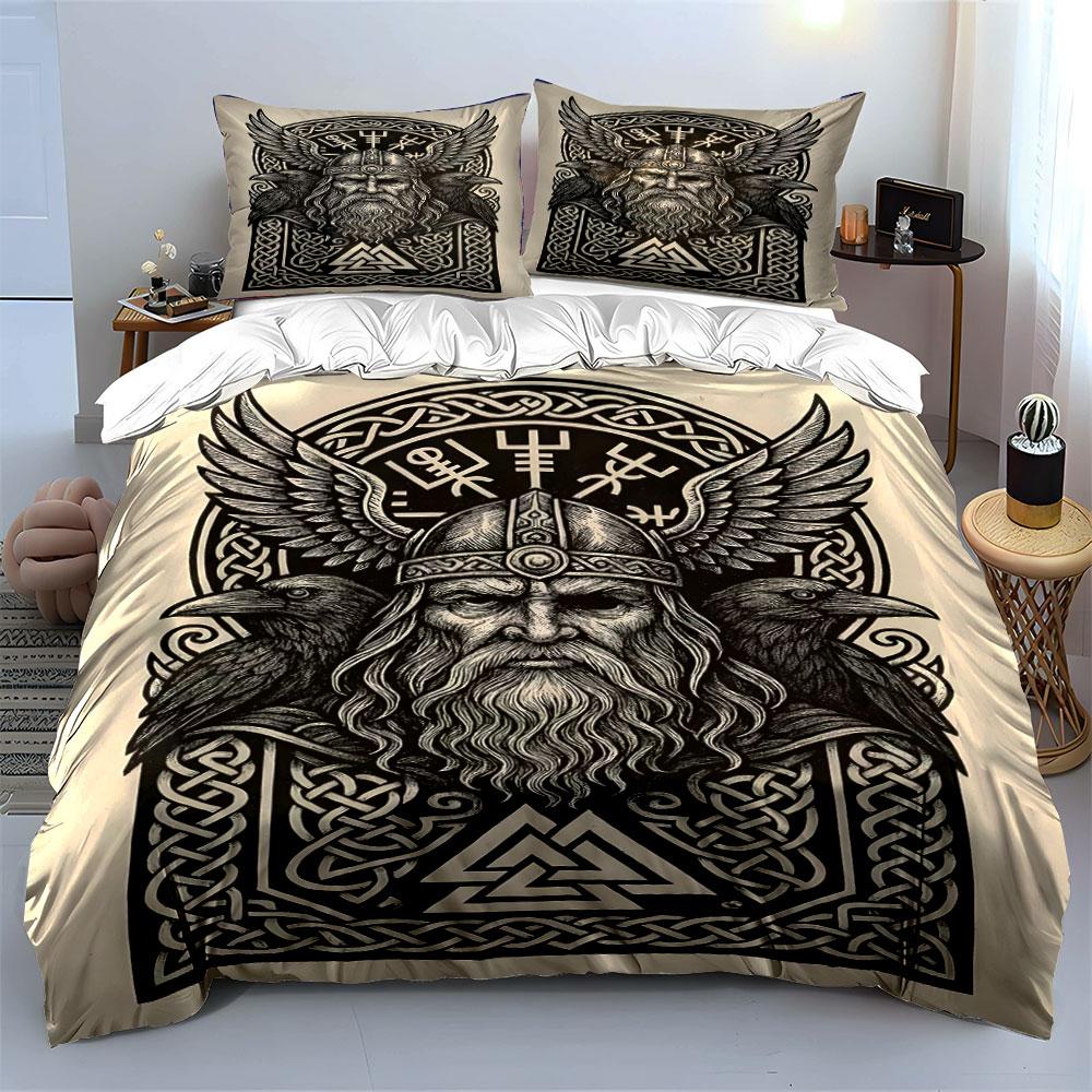 Viking Helmet, Ravens, Runes. Bedding Sets Duvet Cover Sets Duvet Covers Pillowcases(1*Duvet Cover 2*Pillowcases Without Duvet Insert)