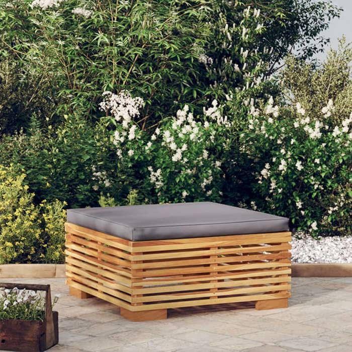 VidaXL Repose-pied de Jardin et Coussin Pouf de Patio Repose-pied de Terrasse Meuble de Patio Extérieur Gris Foncé Bois de 319161