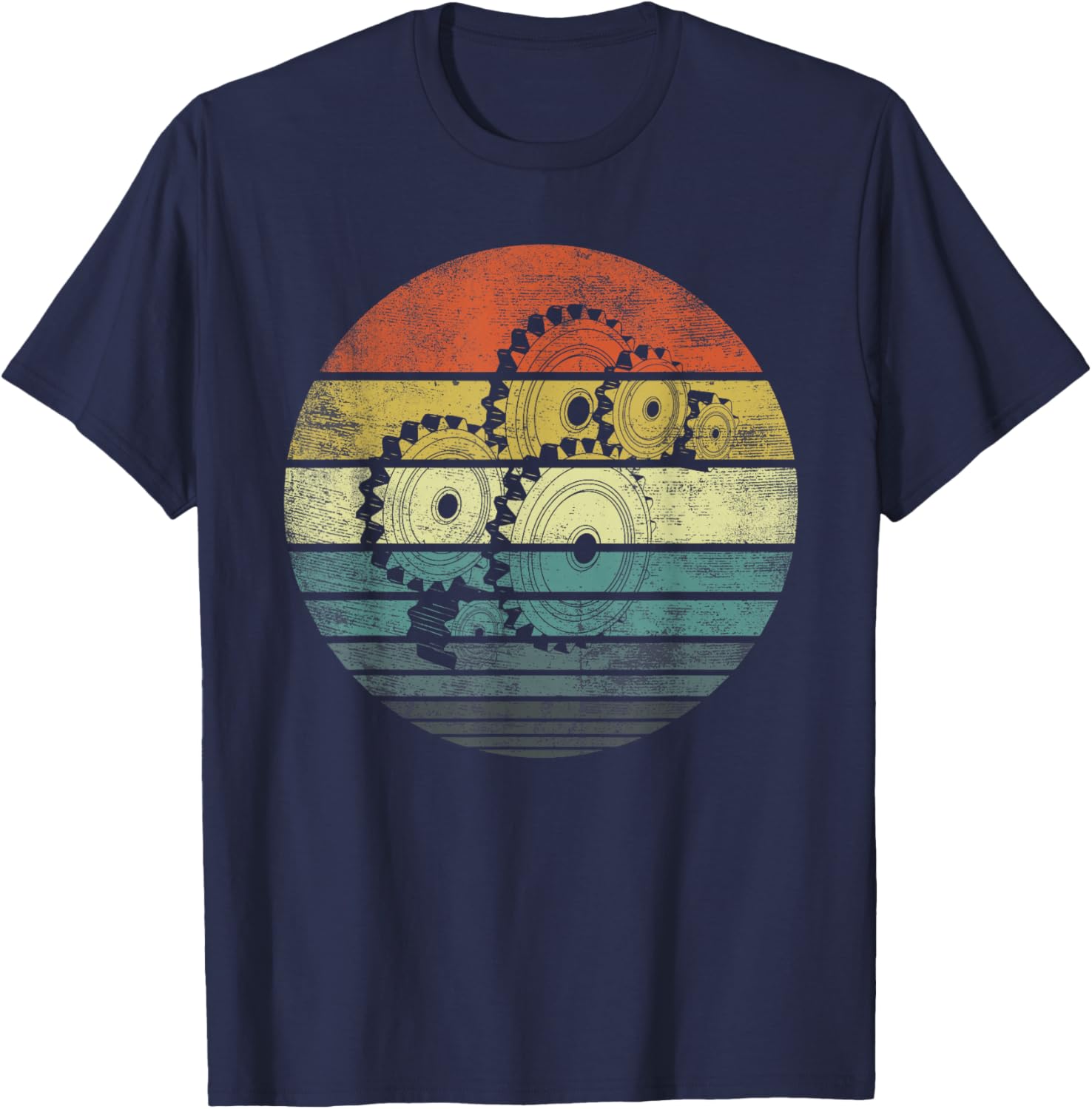 Funny Retro Cogs Engineering Gear Mechanical Engineer Gifts T-Shirt 100% Cotton O-Neck Short Sleeve Summer Casual Mens T-shirt S