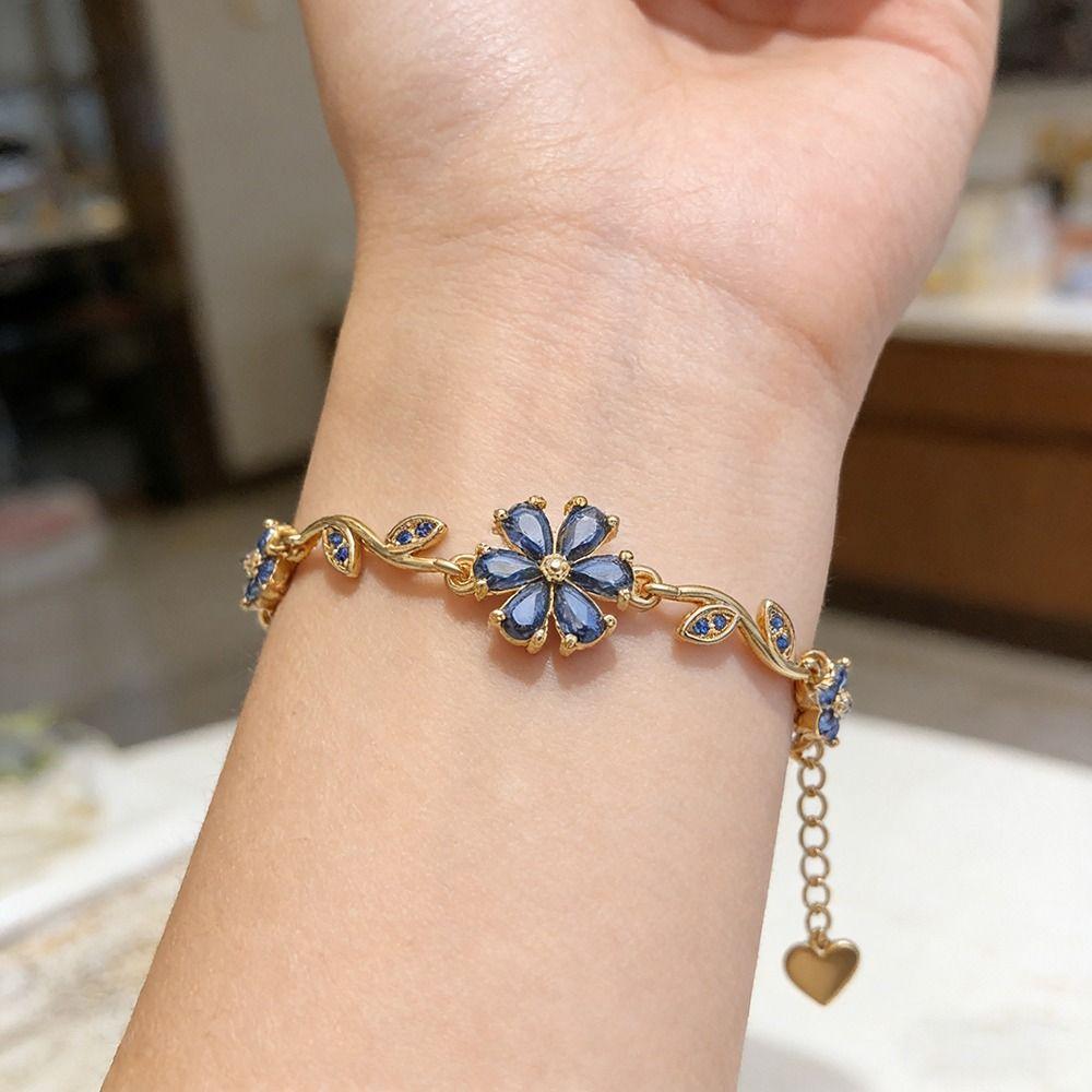 Five-petaled Flowers Zircon Bracelet Adjustable Crystal Bracelet New Floral Bracelet  for Women