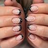 Black French Press-on Nails with White Polka Dots - Short Square Tips