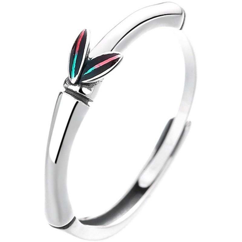 Adjustable Enamel Bamboo Segment Ring Men Women Vintage Retro Geometric Statement Jewelry Adjustable Open Band