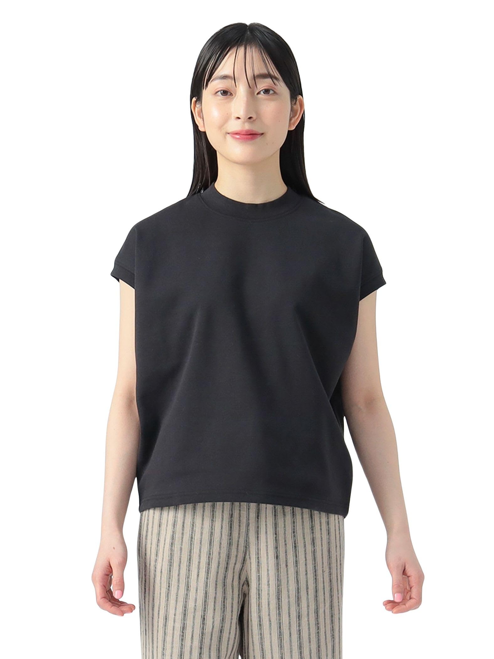 

Beams Heart TEE High Neck French Pullover Black One Size S/S Women s чёрный
